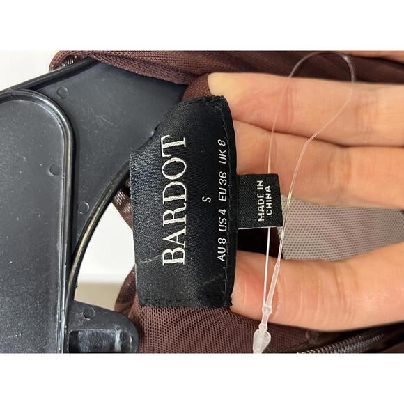 Bardot Veria Wrap Mesh Maxi Dress in Chocolate - Picture 5 of 8